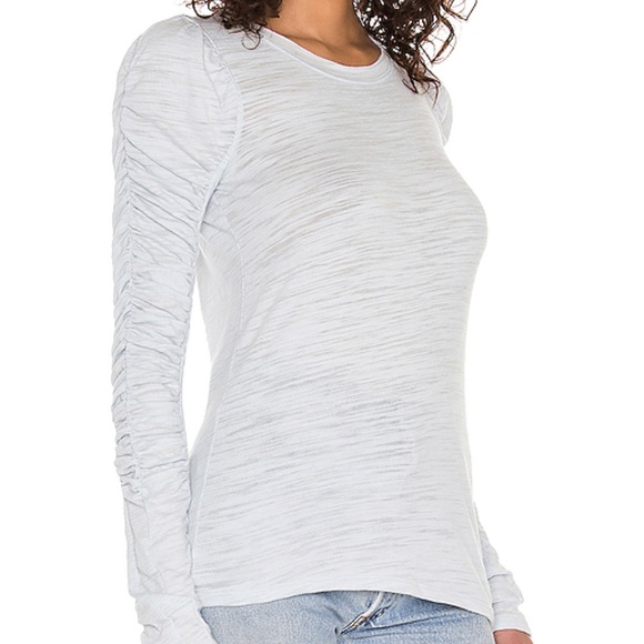 NWT Free People Natasha DENIM BLUE Ruffle Long Sleeve Top Size XS NEW - Picture 1 of 6